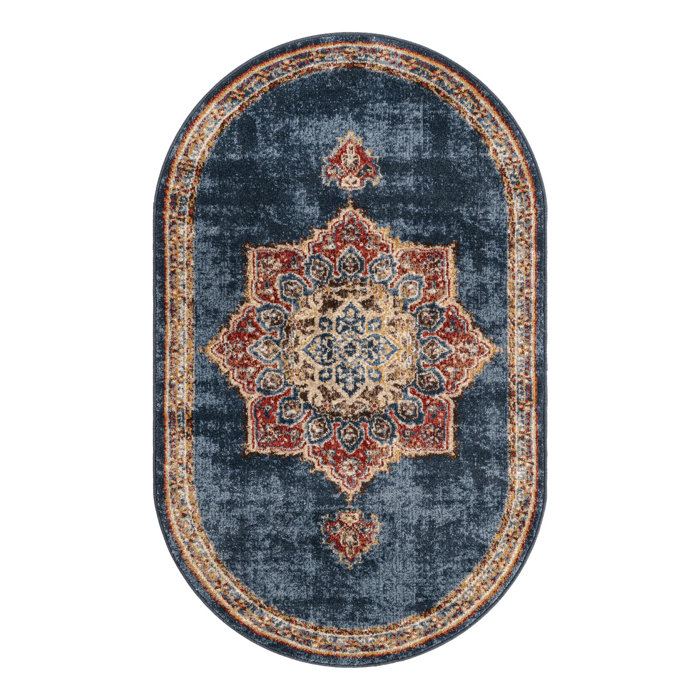 Mercury Row® Dulin Performance Navy Blue Rug & Reviews Wayfair